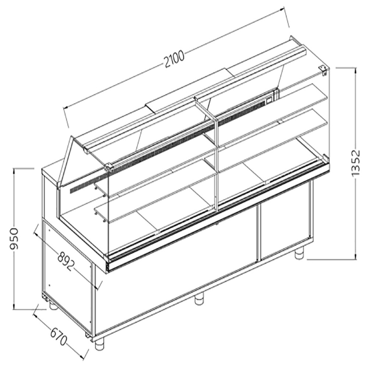 Image Geventileerde gekoelde vitrines voor snacks_hoge ruiten, groep op afstand, met reserve 0