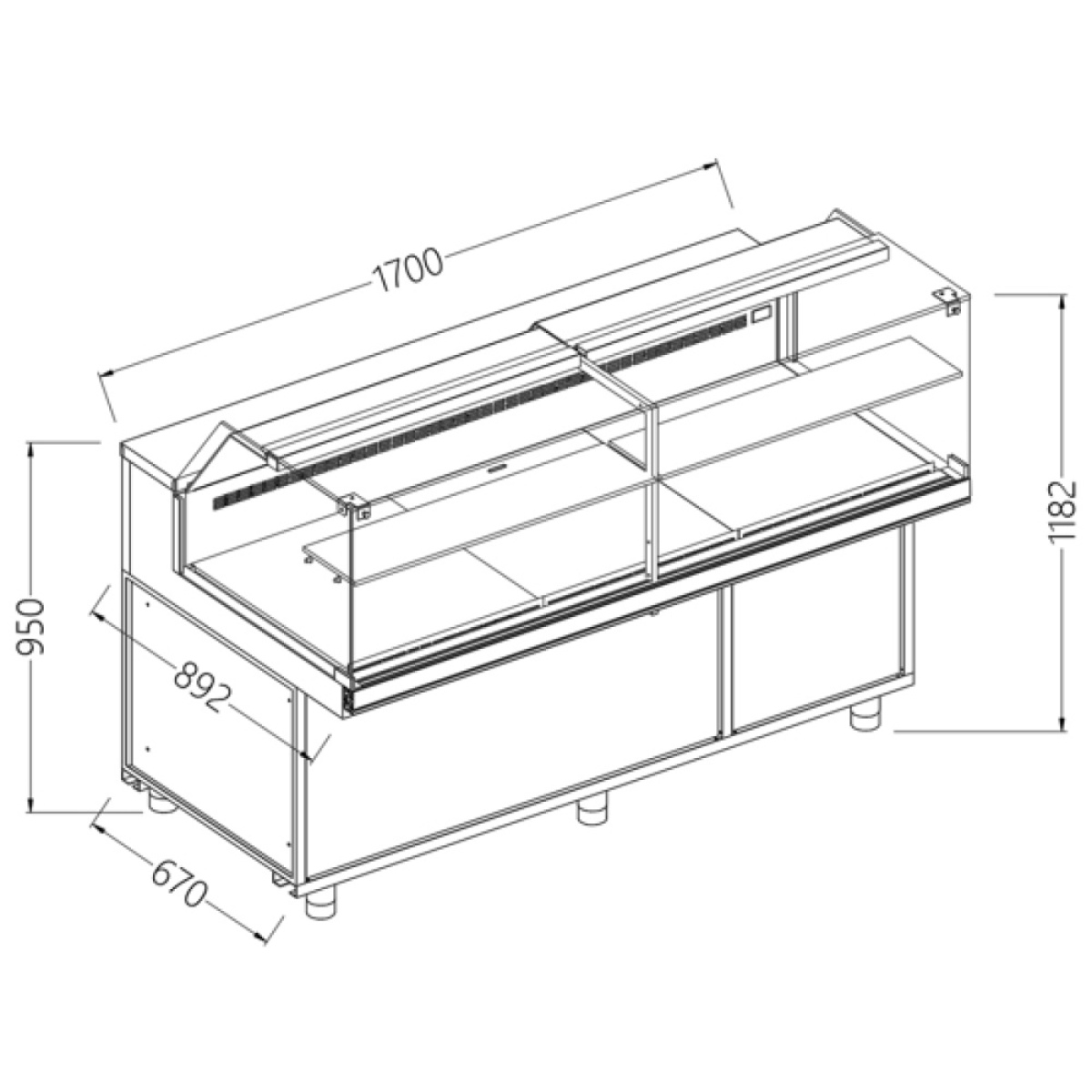 Image Geventileerde gekoelde vitrines voor snacks_lage ruiten, groep op afstand, met reserve 0