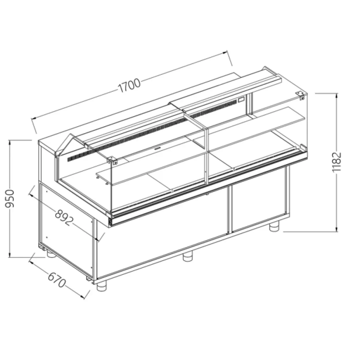 Image Geventileerde gekoelde vitrines voor snacks_lage ruiten, groep op afstand, met reserve 0