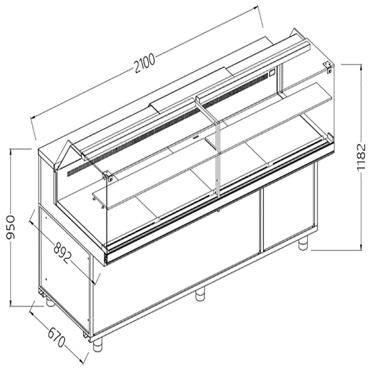 Image Geventileerde gekoelde vitrines voor snacks_lage ruiten, met groep, met reserve 0