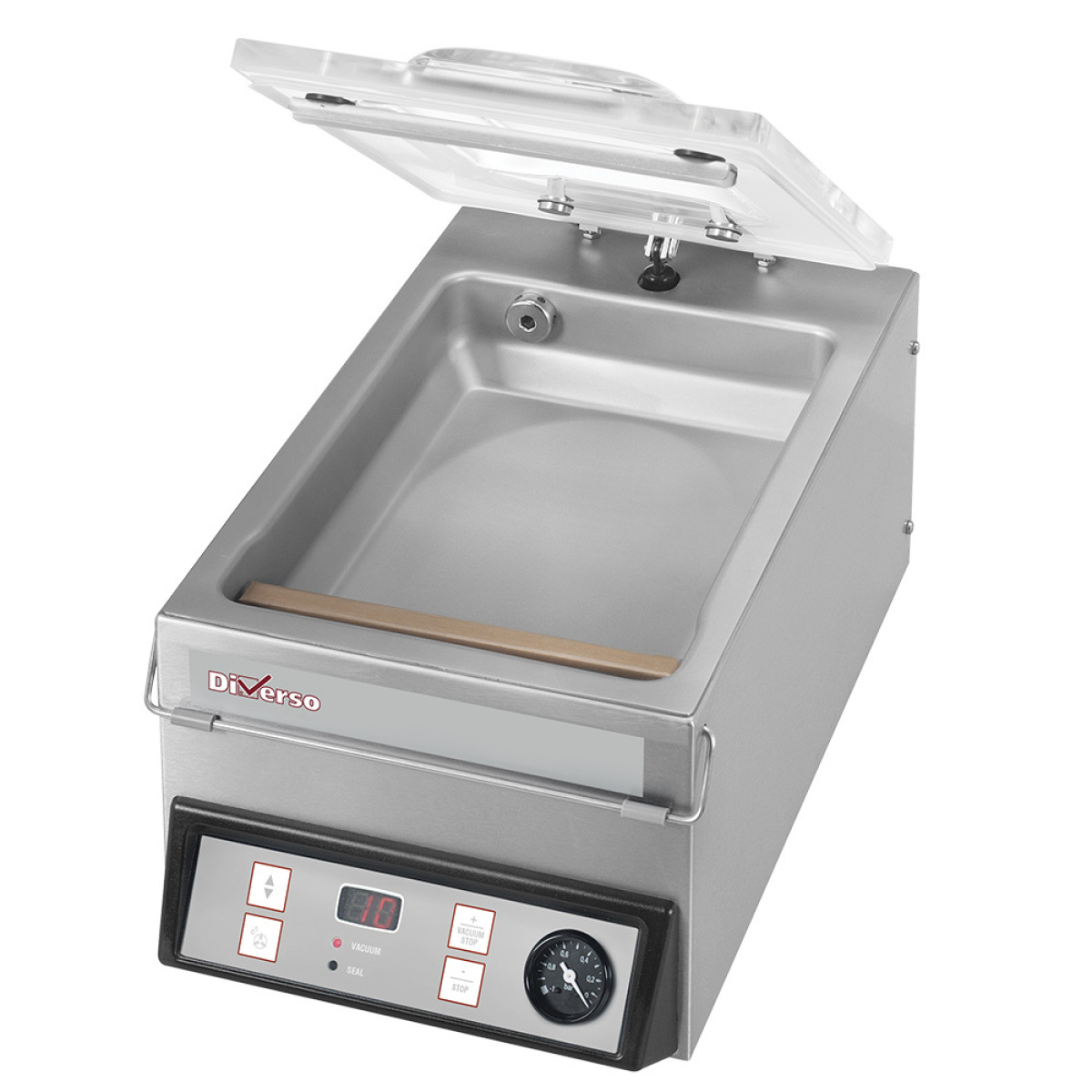 Image Vacuümmachine, gebogen deksel, roestvrij stalen kuip - 4 m3/h 0