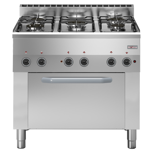 Image Gasfornuis 5 branders, elektrische convectieoven 4x GN 1/1 0
