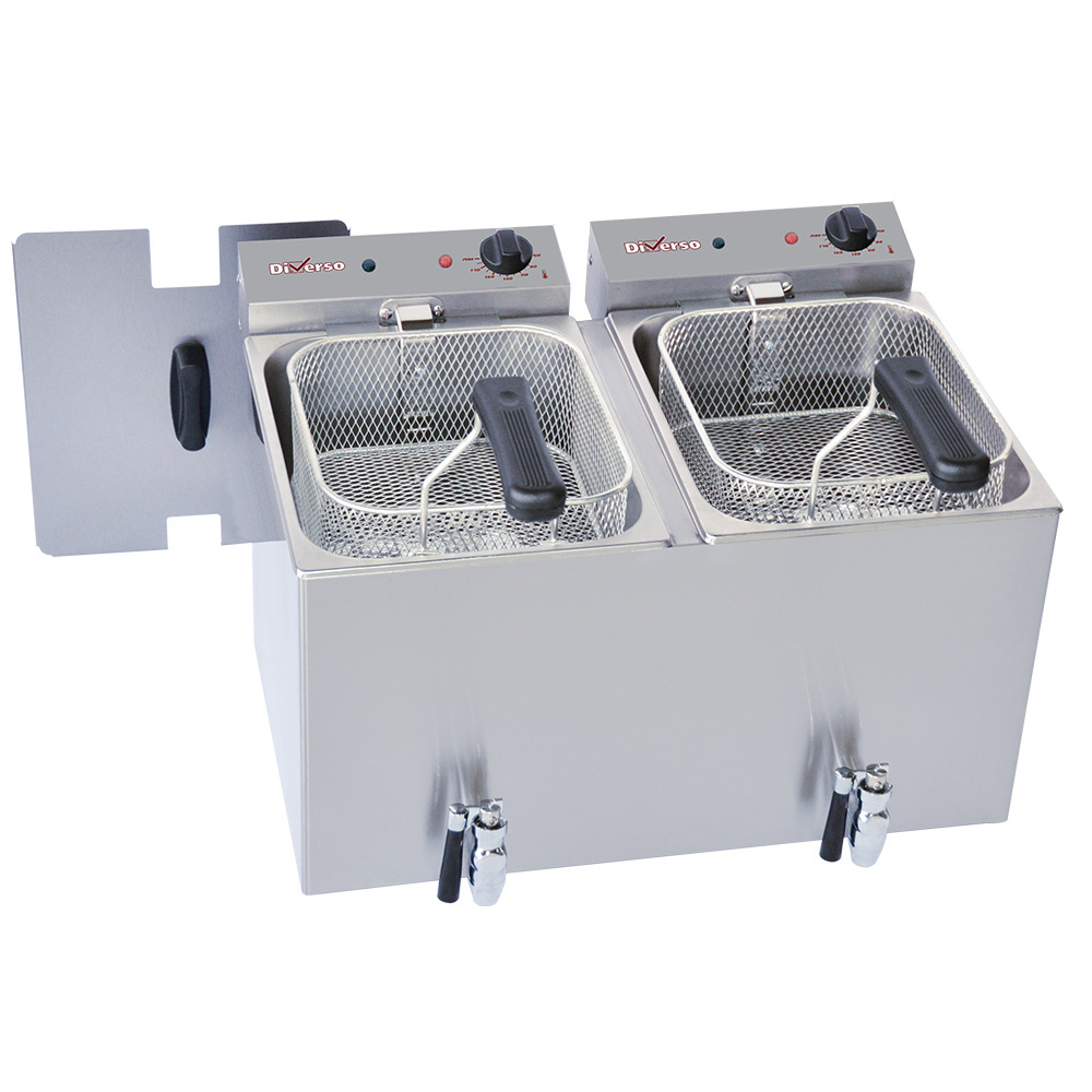 Image Elektrische friteuse tafelmodel 2x 8 liter + aftapkraan 0