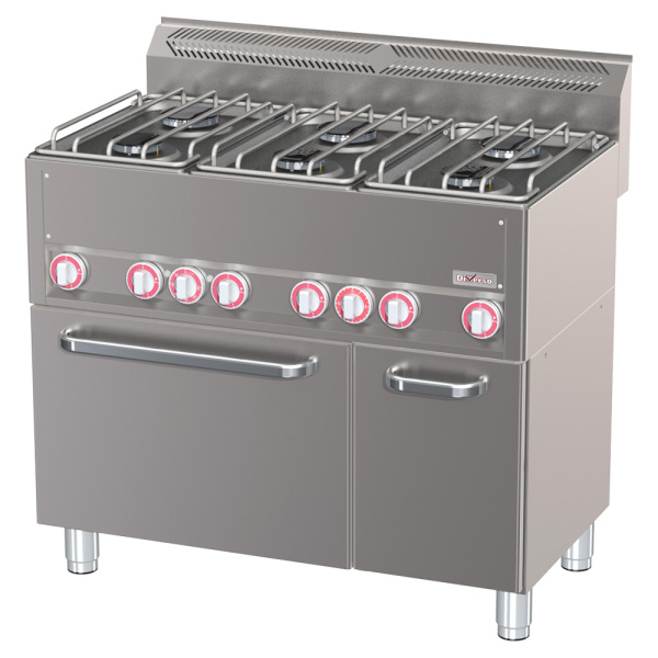 Image Fornuis 6 branders op conventieoven GN1/1 en neutrale kast 0
