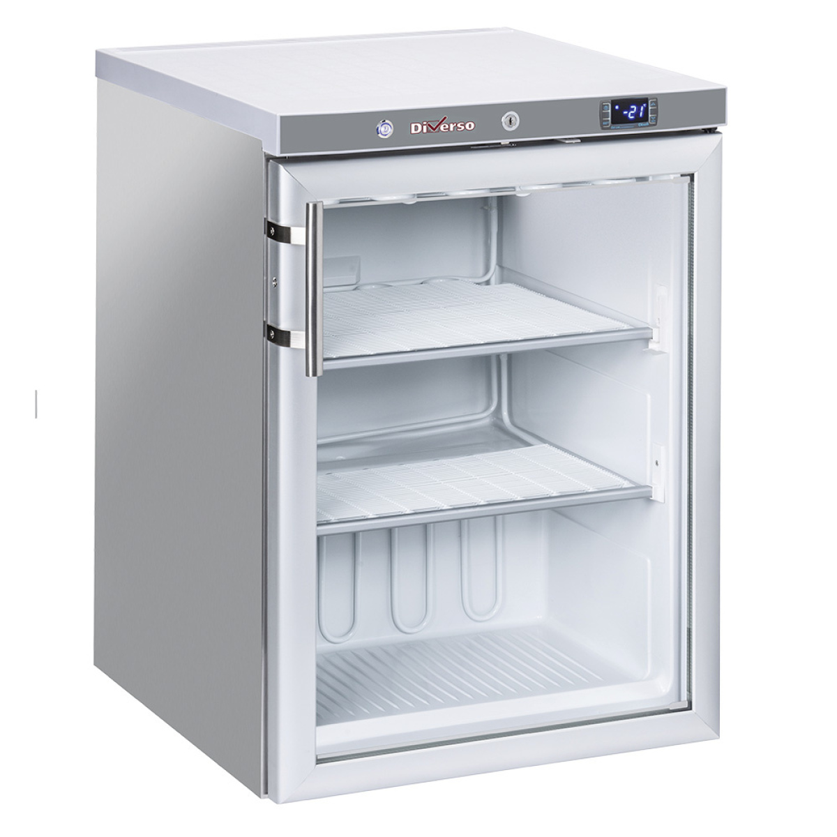 Image Statische vriezer, glazen deur, 200 liter - R.V.S. 0