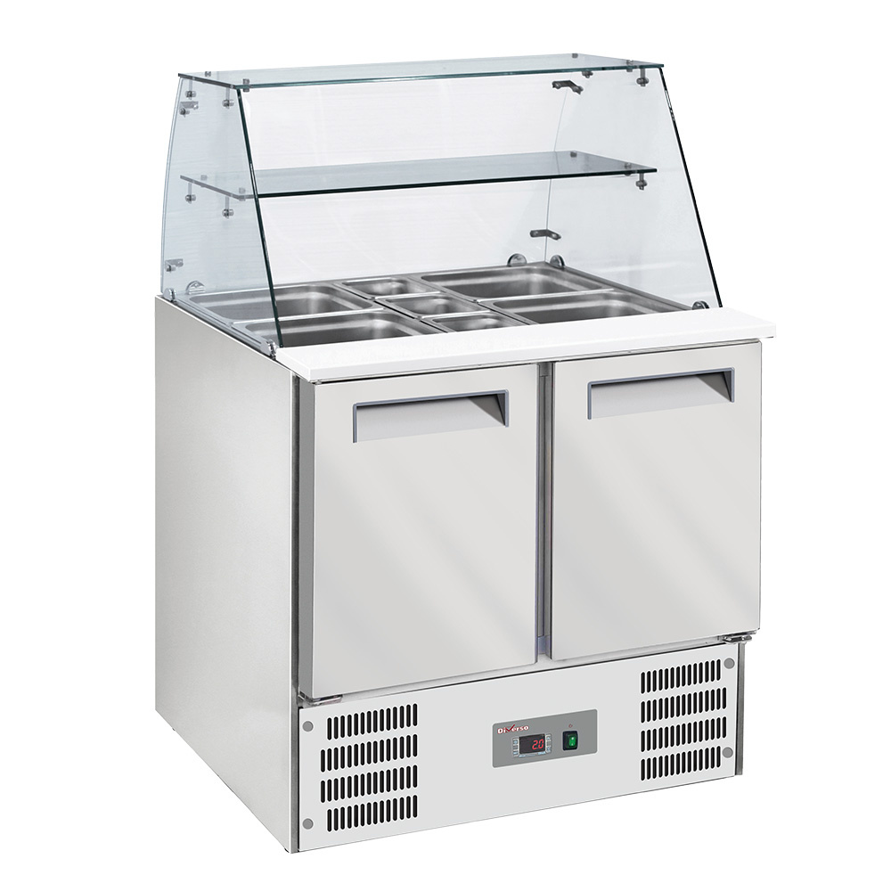 Image Gekoelde saladette met gebogen glas 2x GN1/1 + 3x GN 1/6-150 mm + reserve 2 deuren GN 1/1 0