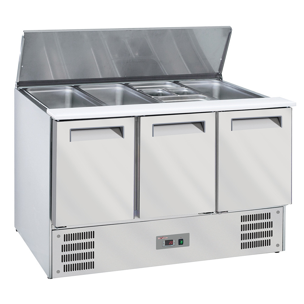Image Gekoelde saladette met deksel 4x GN1/1-150 mm + reserve 3 deuren GN 1/1 0