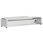 Gekoelde opzetvitrine 5 x GN 1/3 & 1x GN 1/2 -150 mm, met R.V.S. deksel