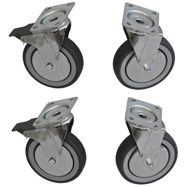 Image 4 "gechromeerde" zwenkwielen kit voor kast, 2 met rem 0