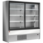 Image Gekoeld wandmeubel, geventileerd met glazen schuifdeuren - GRIJS/WIT 0