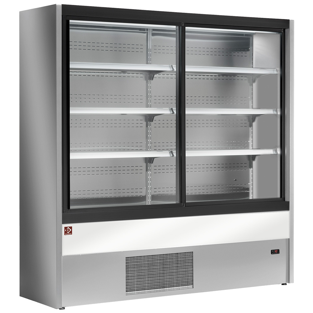 Image Gekoeld wandmeubel, geventileerd met glazen schuifdeuren - GRIJS/WIT 0