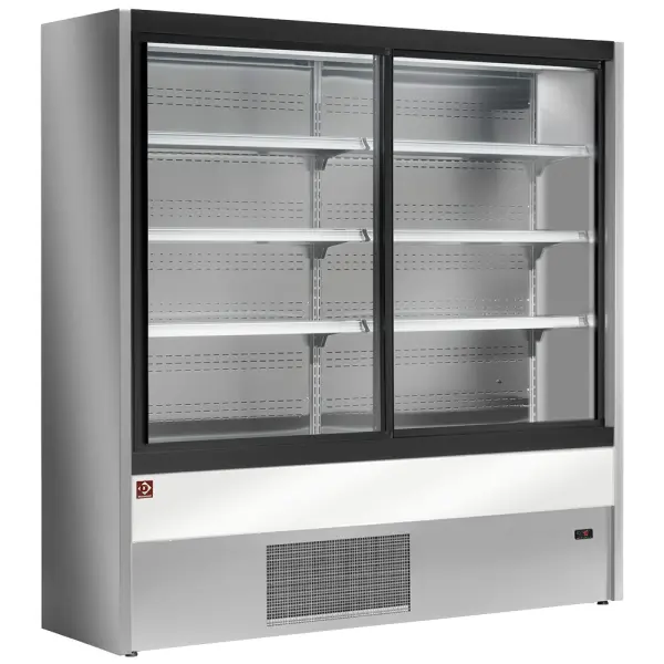 Image Gekoeld wandmeubel, geventileerd met glazen schuifdeuren - GRIJS/WIT 0