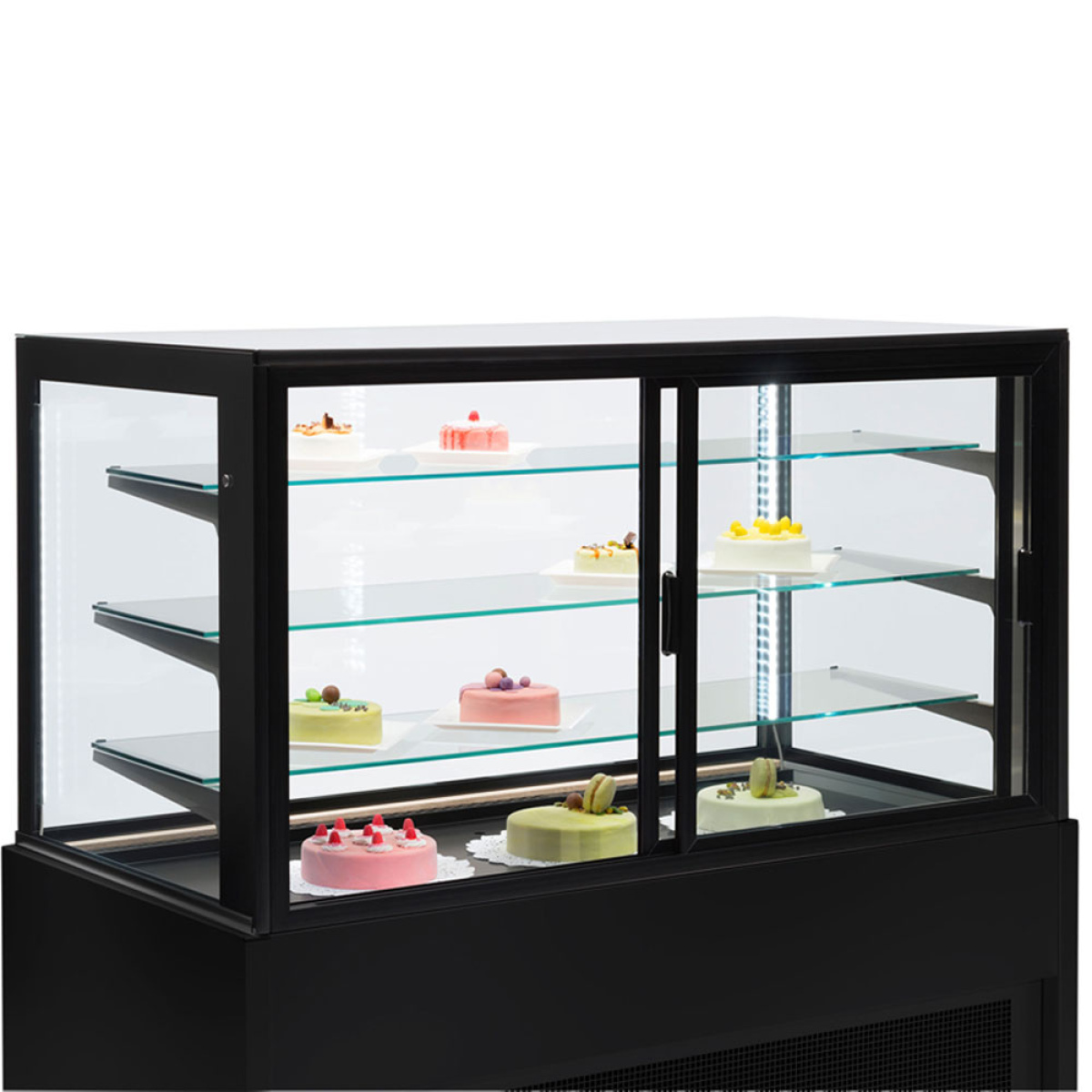 Image Panoramische gekoelde uitstaltoonbank, geventileerd, 4 niveaus, zonder reserve - ZWART 1