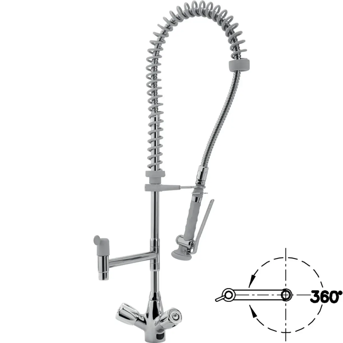 Image Sproeier RVS en kraan met mengkraangroep "Heavy-Duty" (uitgang MONO) 1