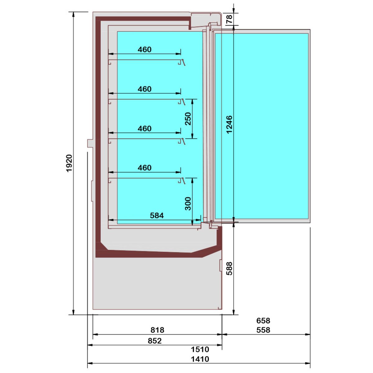 Image Gekoeld wandmeubel, zelfbediening, klapdeuren - FULL INOX 1