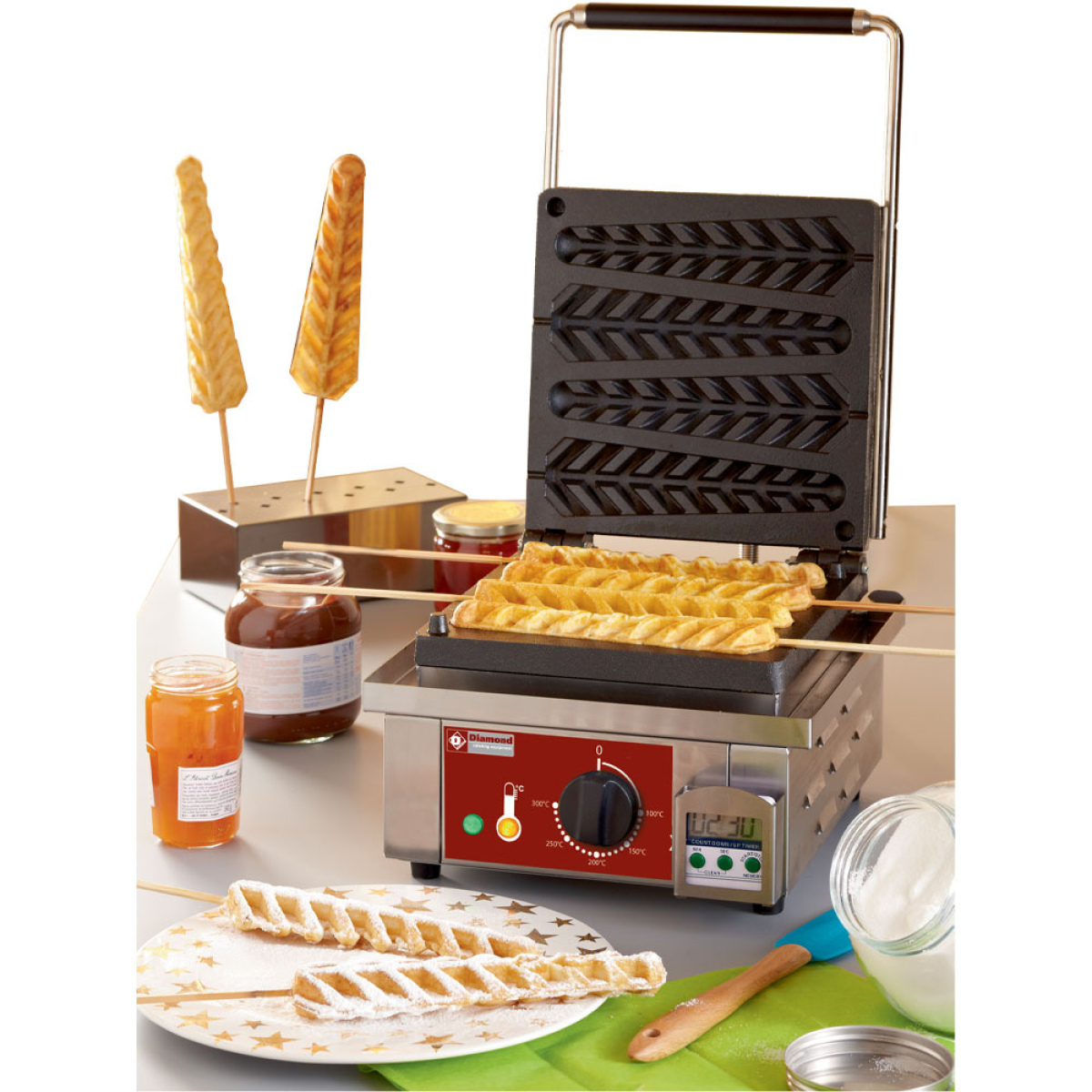 Image Elektrisch wafelijzer "wafels op stokjes", 4 stuks. + Timer 1