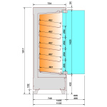 Image Warmte vitrine, zelfbediening, met glazen deur, op wielen - FULL BLACK 2