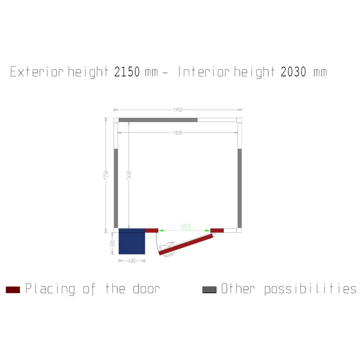 Image Kamer ISO 60 met groep, afm. int. 1830 x 1630 xh 2030 mm (6,06 m³ ) 1