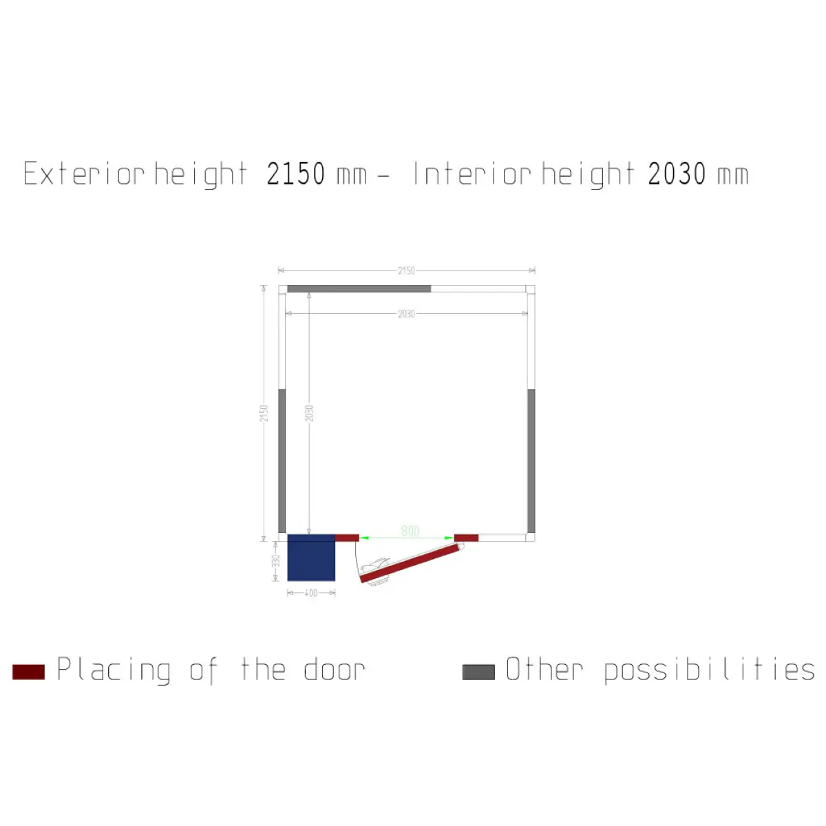 Image Kamer ISO 60 met groep, afm. int. 2030 x 2030 x h2030mm (8,37m³ ) 1