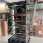 Image Warmte vitrine, zelfbediening, met glazen deur, op wielen - FULL BLACK 3