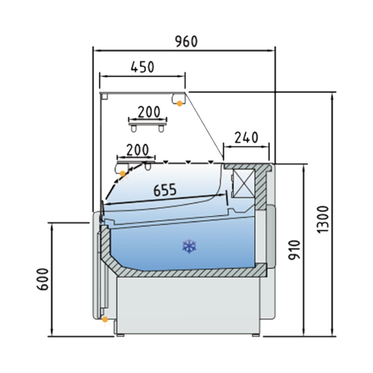 Image Neutrale vitrinetoonbank, patisserie glas, met neutrale reserve – ZWART 2