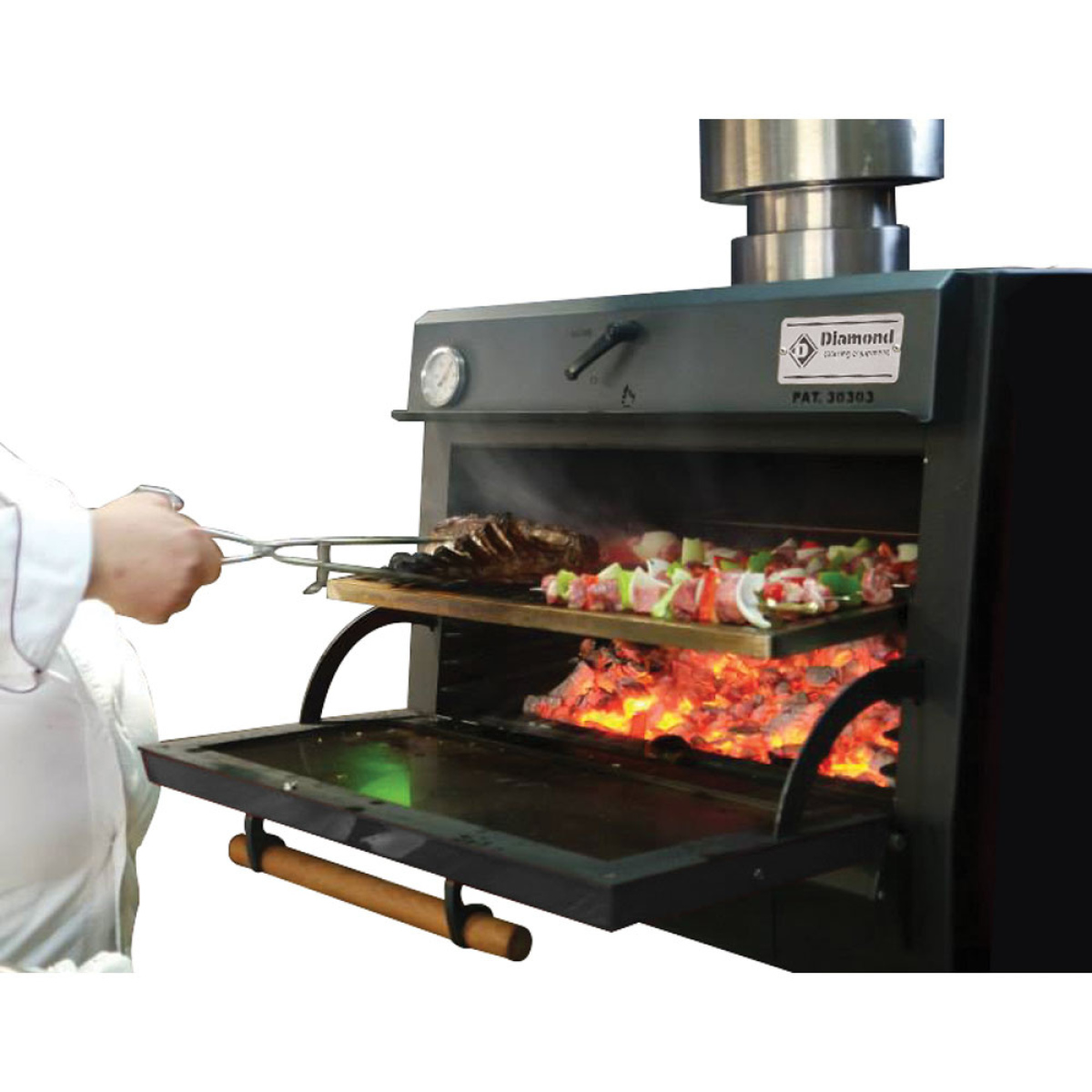 Image Houtskooloven-BBQ, GN 1/1 + GN2/4 (75 Kg/h)- Hefbare deur/Roestvrij staal 3