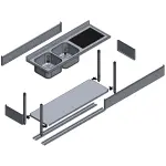 Image Spoeltafel met 1 kuip, 1 links druipvlak, met onderstel 3