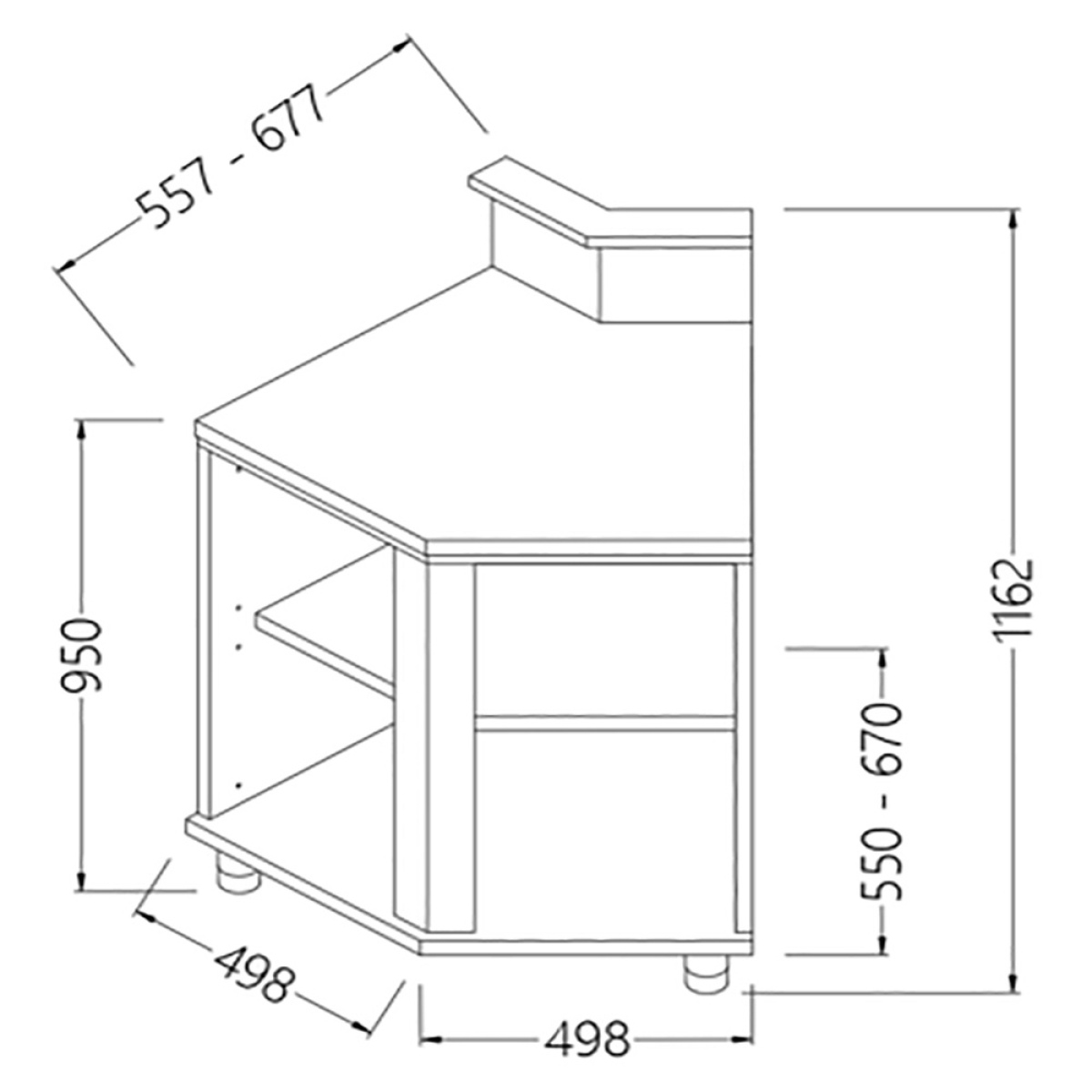 Image Neutrale bar-toonbanken met voorziening voor een dienst tablet 45° (open) 0