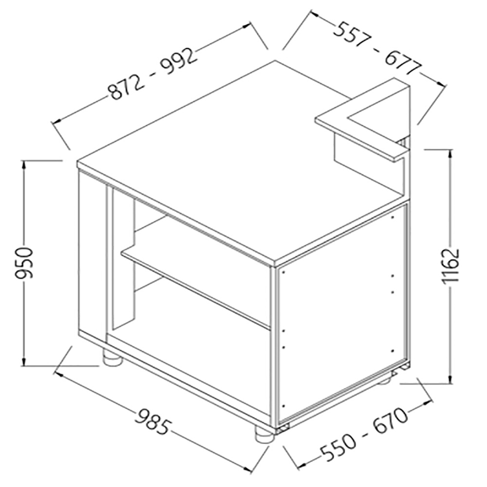 Image Neutrale bar-toonbanken met voorziening voor een dienst tablet 90° (open) 0