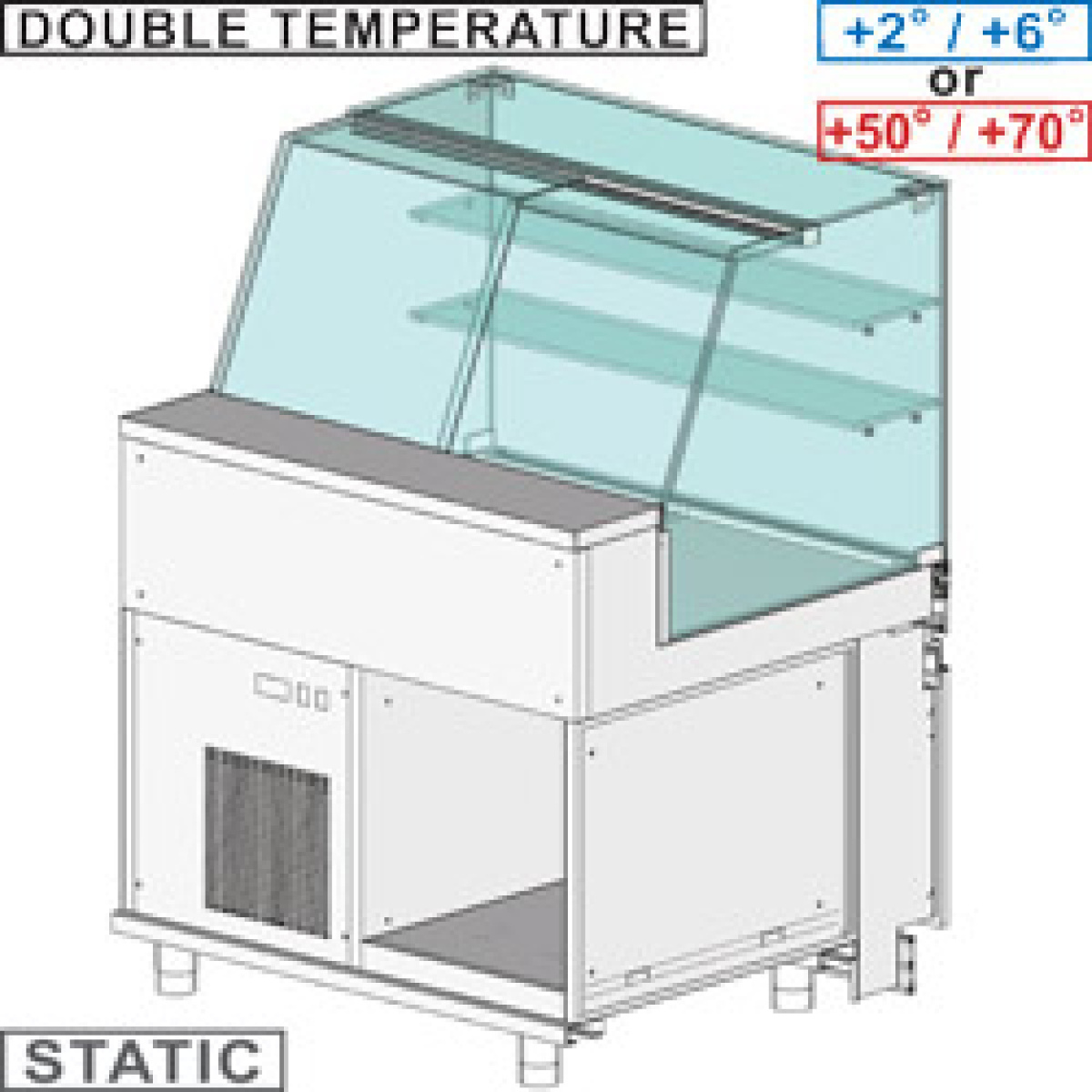 Image Gekoelde & verwarmde vitrine toonbank EN & GN, hoog glas, statisch, zonder reserve 1