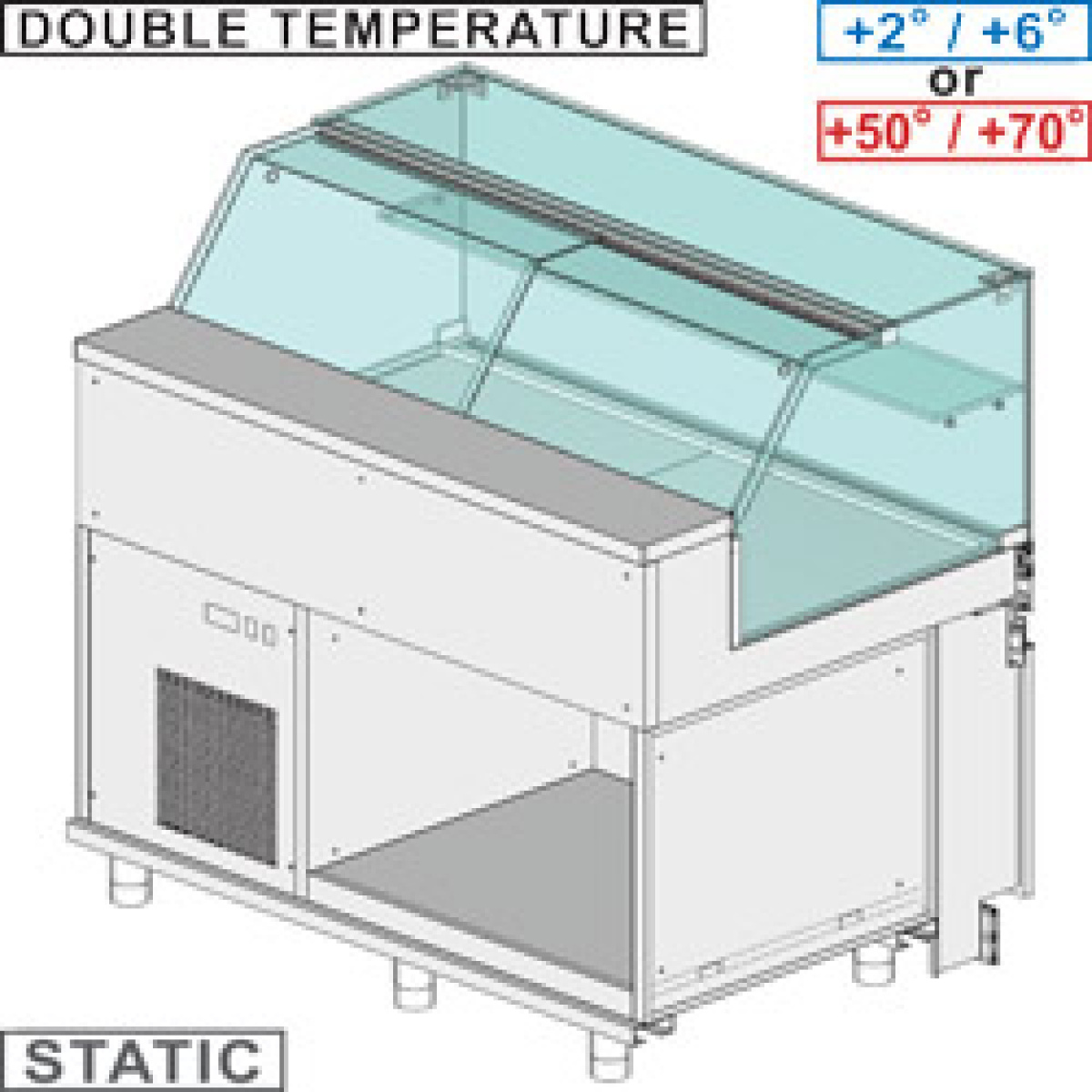 Image Gekoelde & verwarmde vitrine toonbank EN & GN, laag glas, statisch, zonder reserve 1