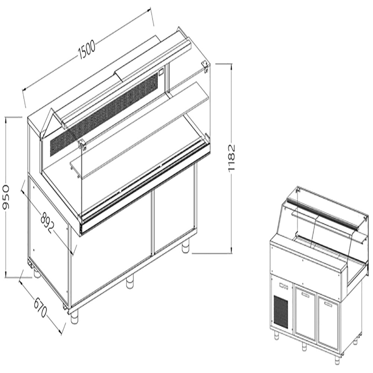 Image Statische gekoelde toonbankvitrine voor snacks_lage ruiten, groep op afstand 1