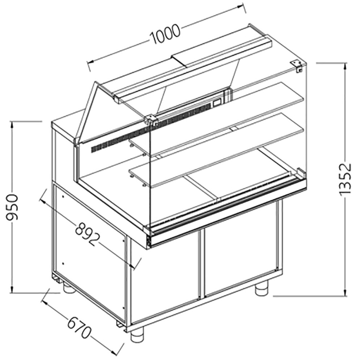 Image Geventileerde gekoelde vitrines voor snacks_hoge ruiten, groep op afstand, zonder reserve 0