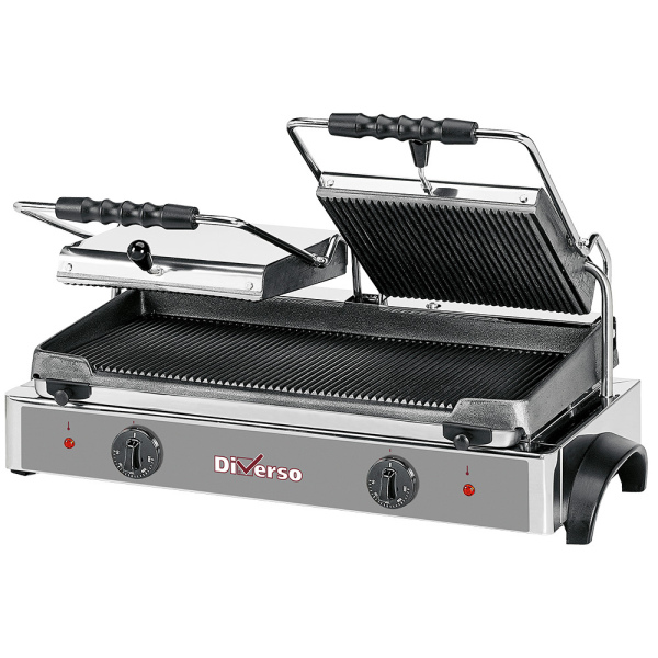 Image Elektrische panini grill DUBBEL, geribde platen 0