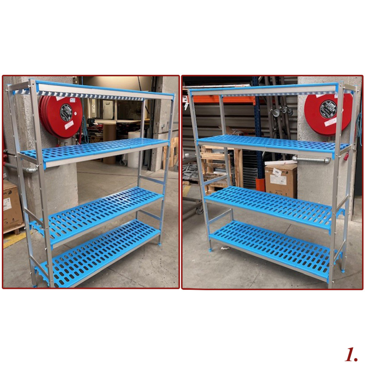 Image Lineaire rek in geanodiseerd aluminium 4 niveau's "Modular Rack" 1