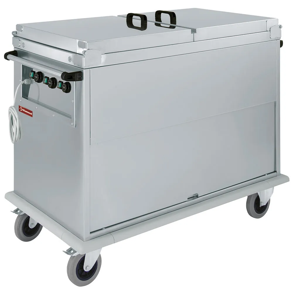 Bain-marie-wagen 3x GN 1/1, 3 T°, deksels, kast met draaideur - Main Image