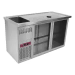 Bar toonbank met 2 compartimenten, afdruiprek + rooster, 1 spoelbak links. - Main Image