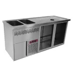 Bar toonbank met 2 compartimenten, afdruiprek + rooster, 2 spoelbakken links. - Main Image