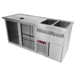 Bar toonbank met 2 compartimenten, afdruiprek + rooster, 2 spoelbakken rechts. - Main Image