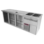 Bar toonbank met 3 compartimenten, afdruiprek + rooster, 2 spoelbakken rechts. - Main Image