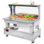 Buffet - gekoelde wand-salad bar, 4x GN 1/1-150 (wit hout) - Main Image