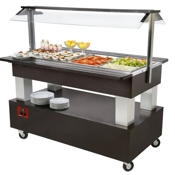 Buffet - Salad bar, gekoeld, 4x GN 1/1-150 (Wengé hout) - Main Image