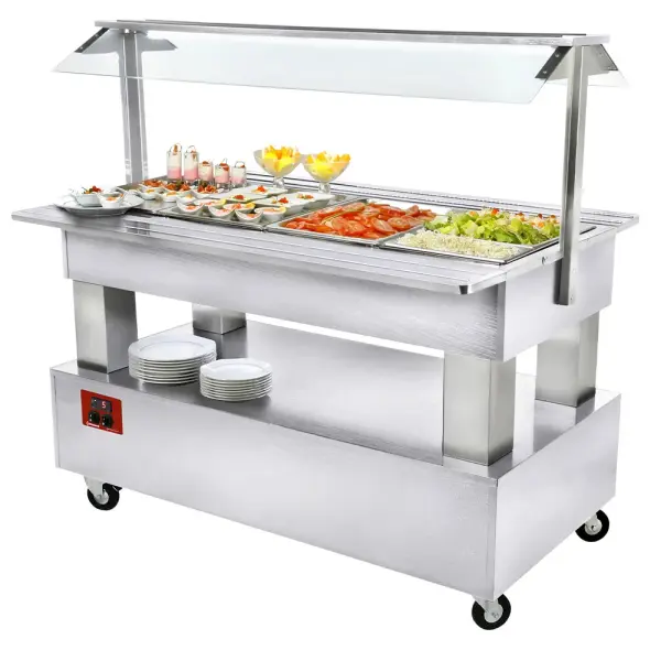 Buffet - Salad bar, gekoeld, 4x GN 1/1-150 (wit hout) - Main Image