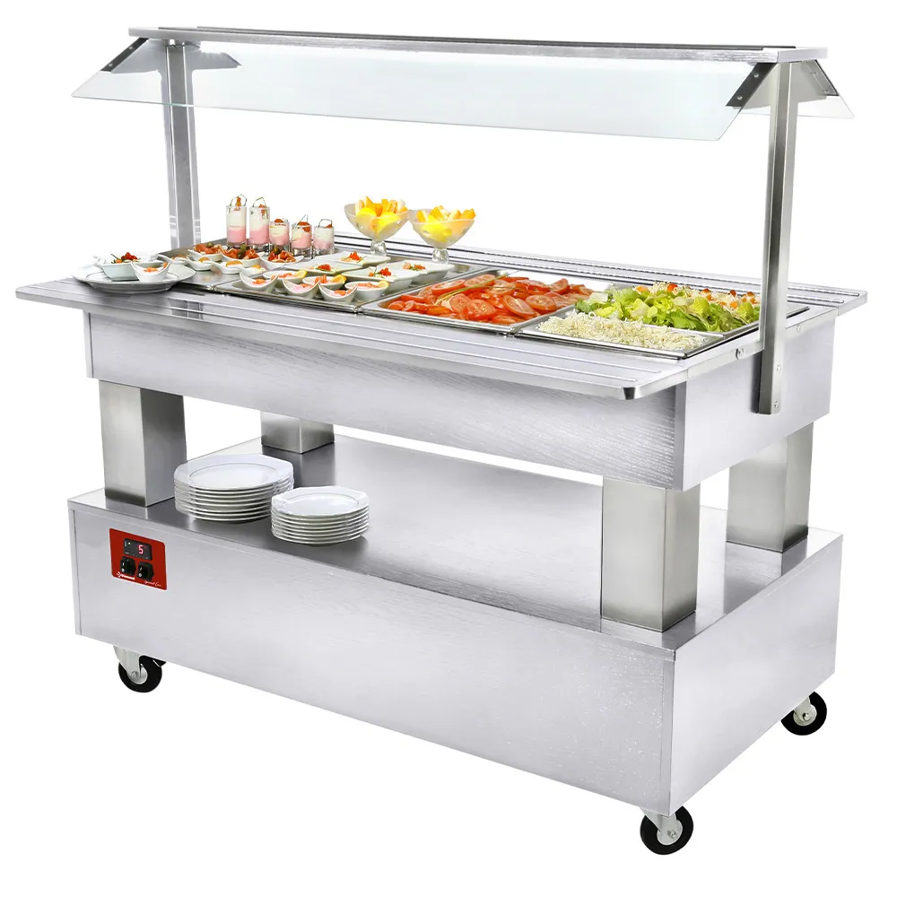 Buffet - Salad bar, gekoeld, 4x GN 1/1-150 (wit hout) - Main Image