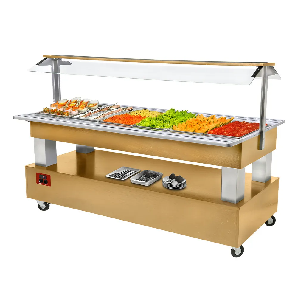 Buffet - Salad bar, gekoeld, 6x GN 1/1-150 (Licht eiken hout) - Main Image Buffet - Salad bar, gekoeld, 6x GN 1/1-150 (Licht eiken hout) - Main Image