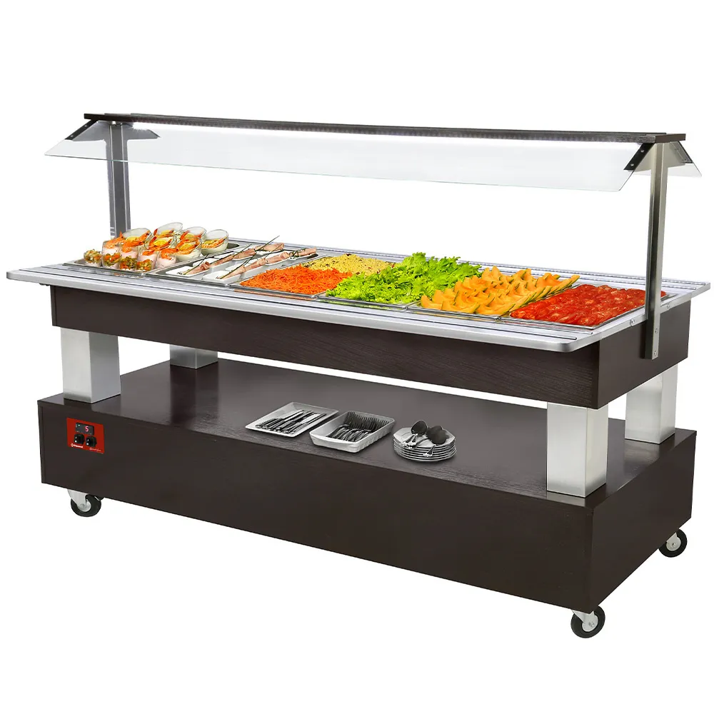Buffet - Salad bar, gekoeld, 6x GN 1/1-150 (Wengé hout) - Main Image Buffet - Salad bar, gekoeld, 6x GN 1/1-150 (Wengé hout) - Main Image