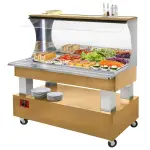 Buffet - Wandsalad bar, gekoeld, 4x GN 1/1-150 (Licht eiken hout) - Main Image