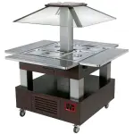 Eiland bain-marie warm buffet, gemotoriseerd koepel 4x GN 1/1-150 (Wengé hout) - Main Image