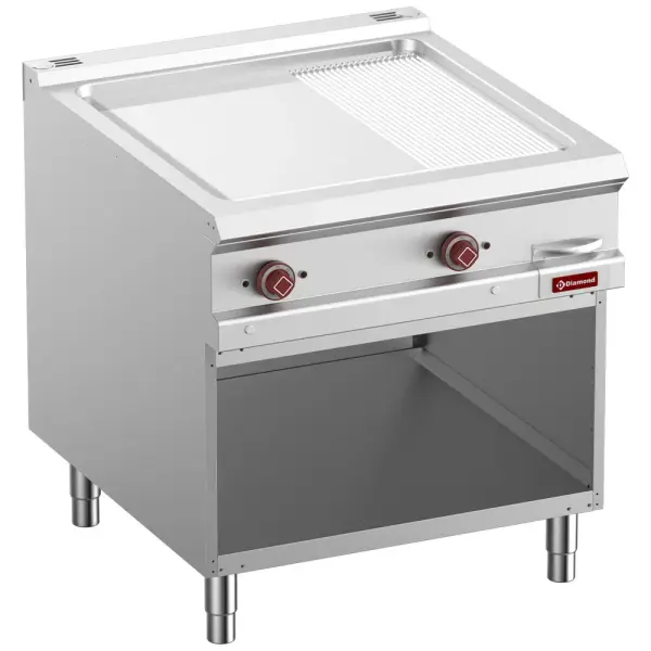 El. bakplaat, verchroomd, 2/3 vlak 1/3 geribd, module 1/1, op open kast - Main Image