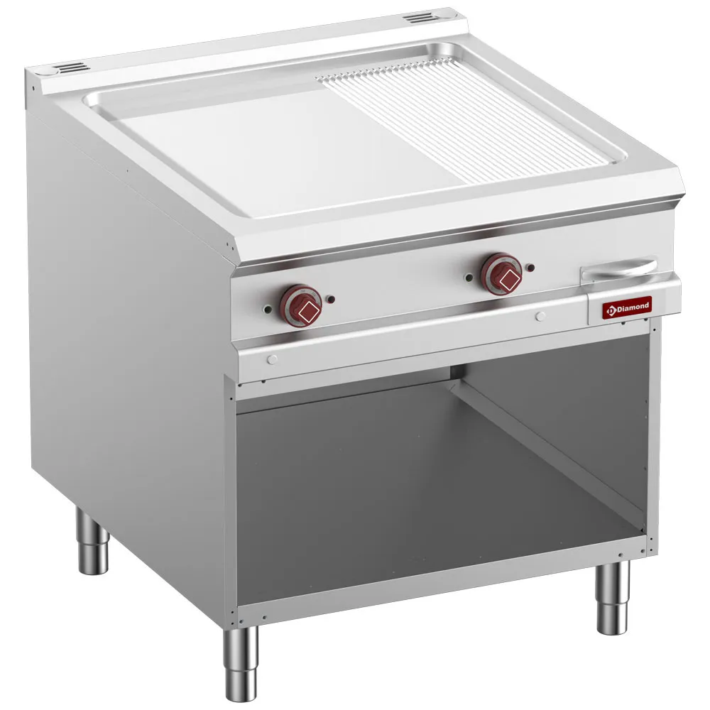 El. bakplaat, verchroomd, 2/3 vlak 1/3 geribd, module 1/1, op open kast - Main Image